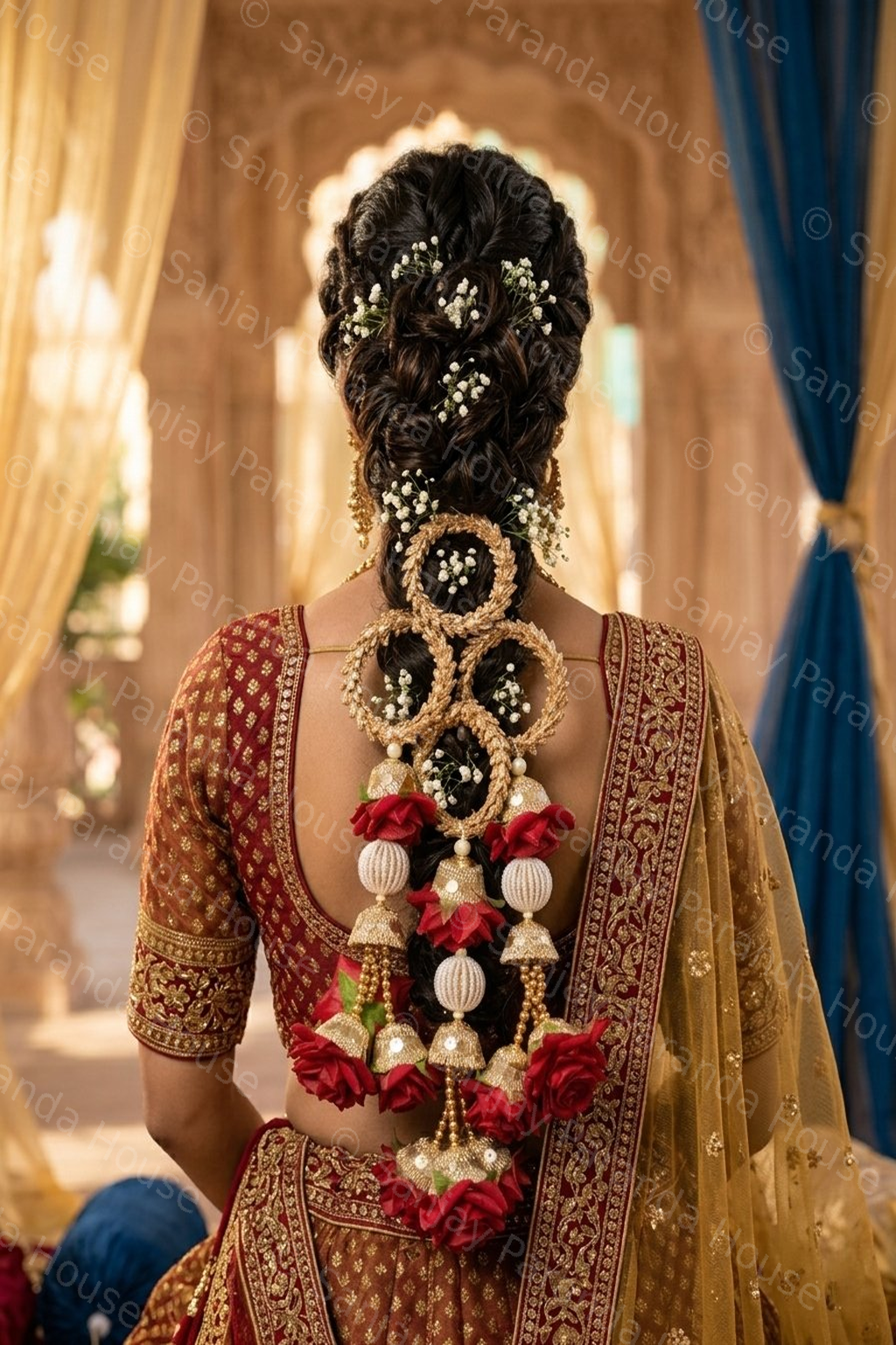 Red-Maroon-Bridal-Paranda-Heavy-Embellishment-Wholesale